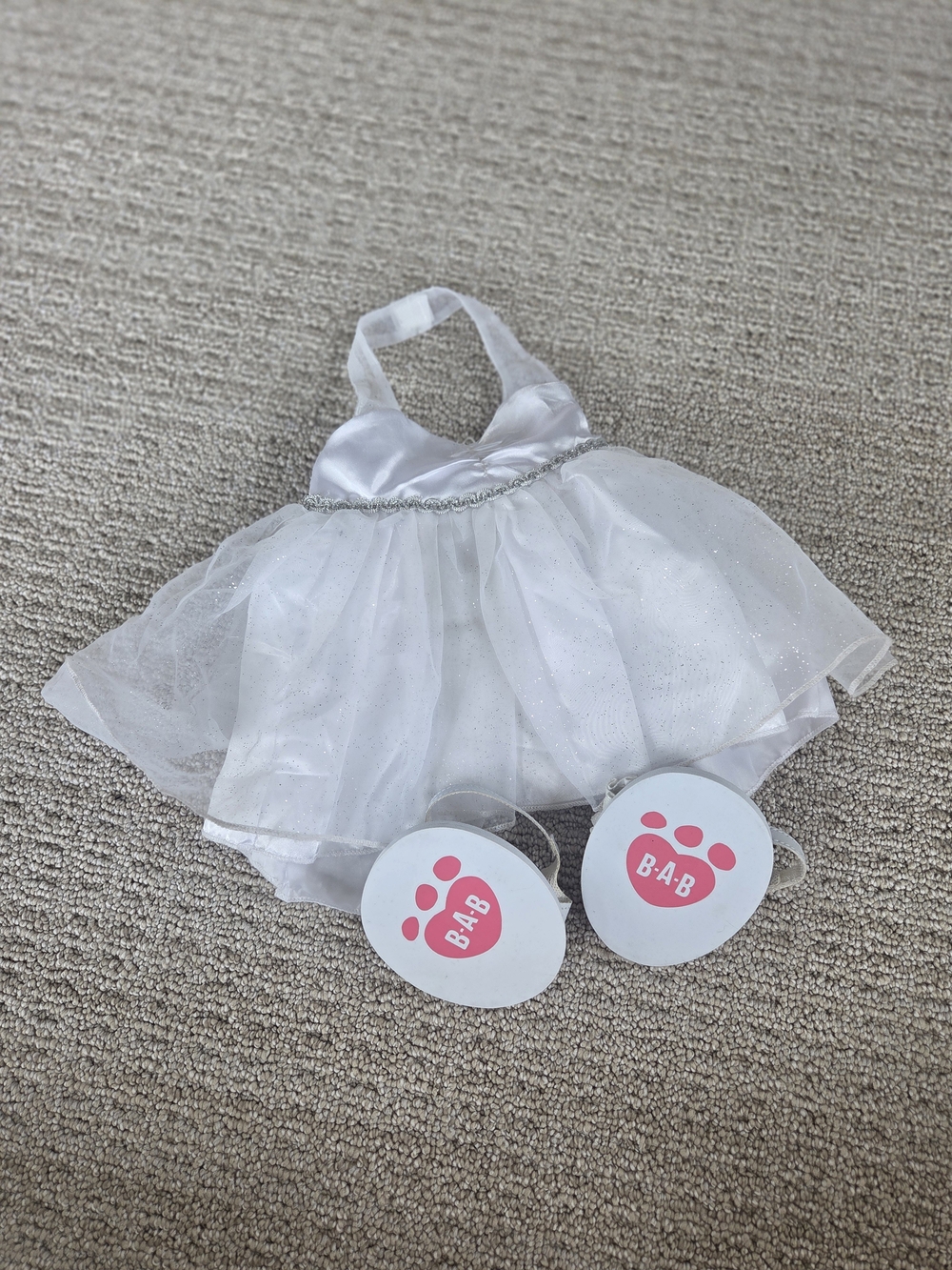 Build-A-Bear Workshop White Glitter Dress and Sandal Set